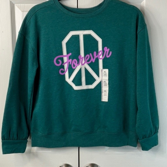Cat & Jack Girls' Fleece Crew Pullover Sweatshirt Size XL (14) - Picture 3 of 8